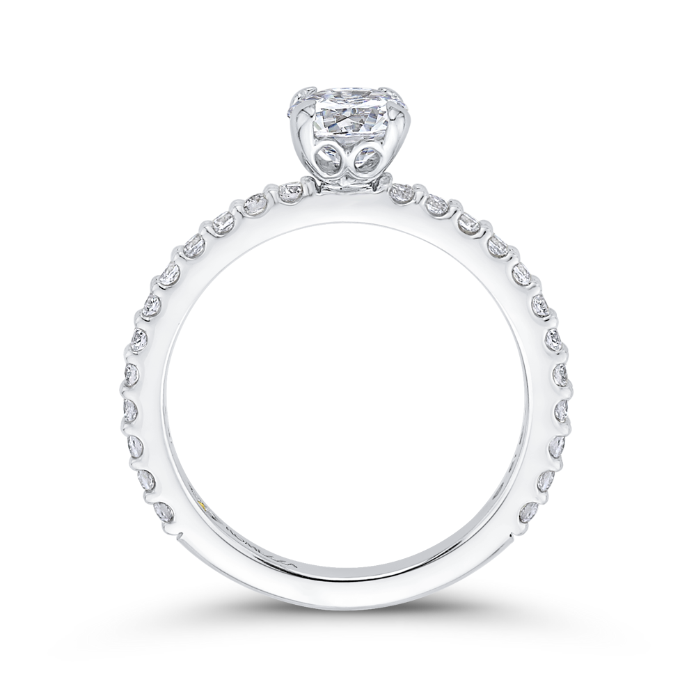 Round Diamond Engagement Ring In 14K White Gold