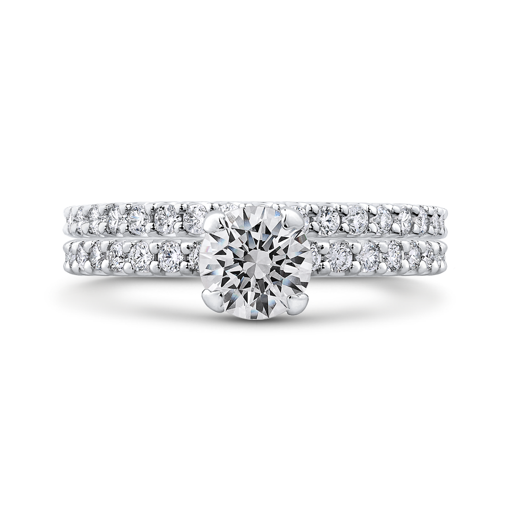 Round Diamond Engagement Ring In 14K White Gold