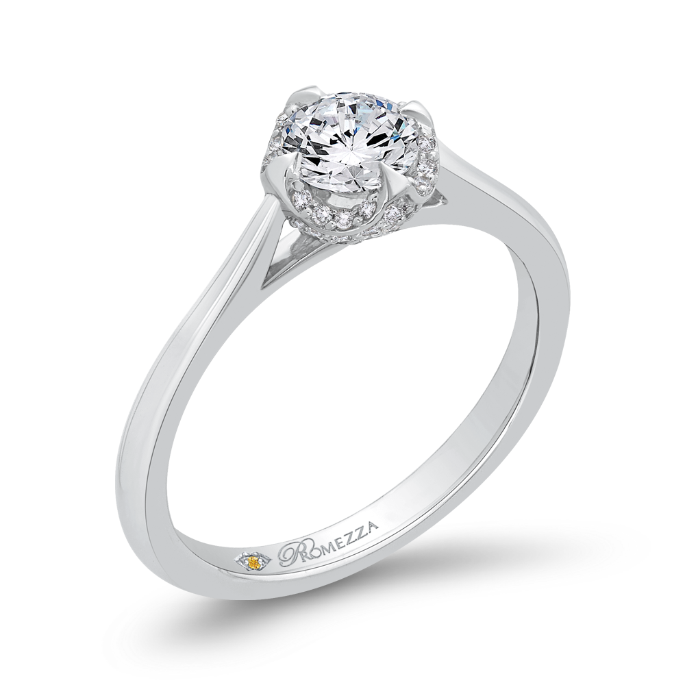 14K White Gold Round Cut Diamond Engagement Ring