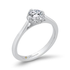 14K White Gold Round Cut Diamond Engagement Ring