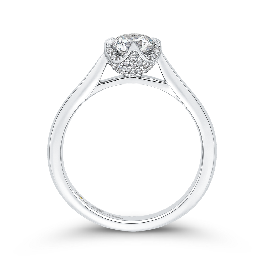 14K White Gold Round Cut Diamond Engagement Ring