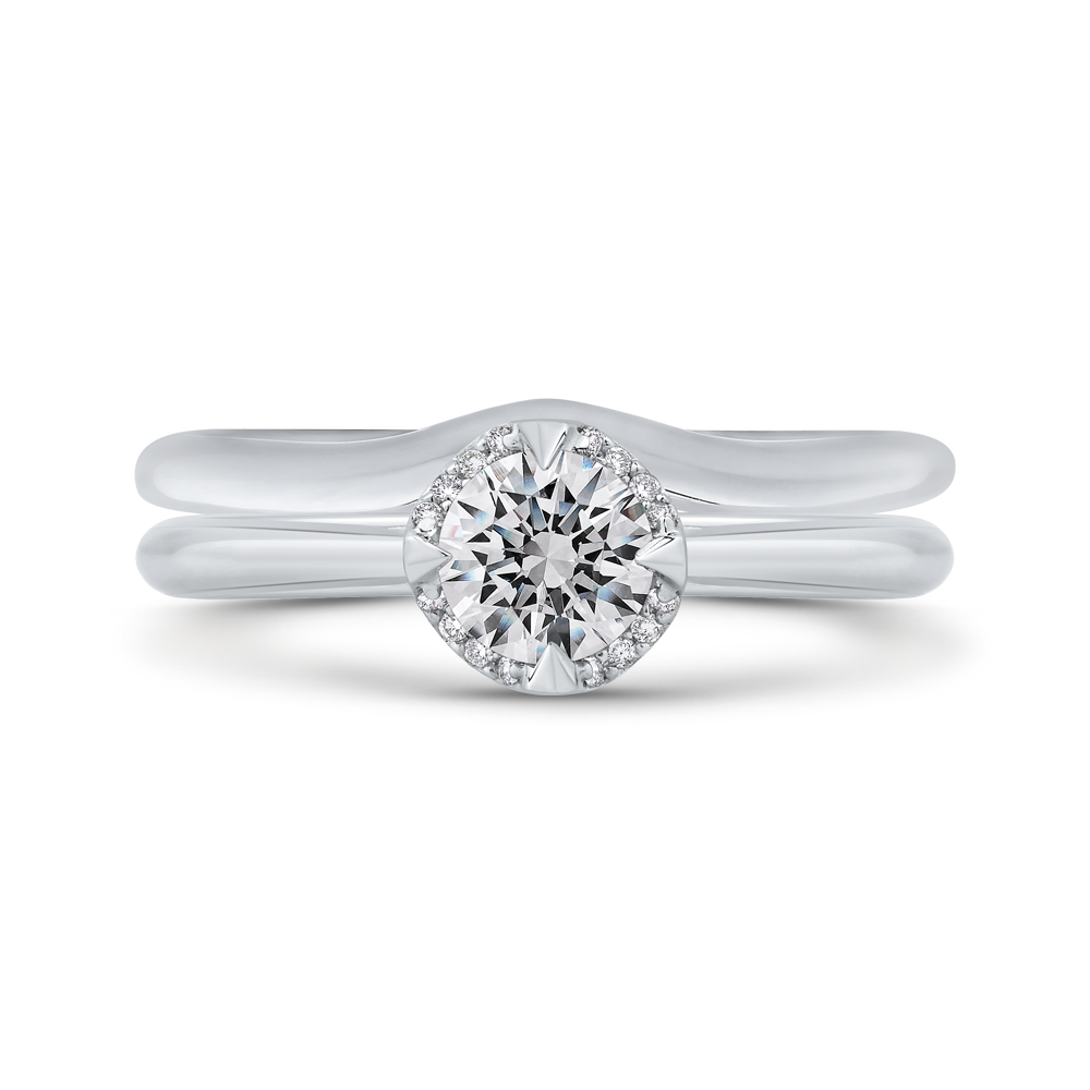 14K White Gold Round Cut Diamond Engagement Ring