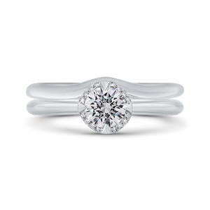 14K White Gold Round Cut Diamond Engagement Ring