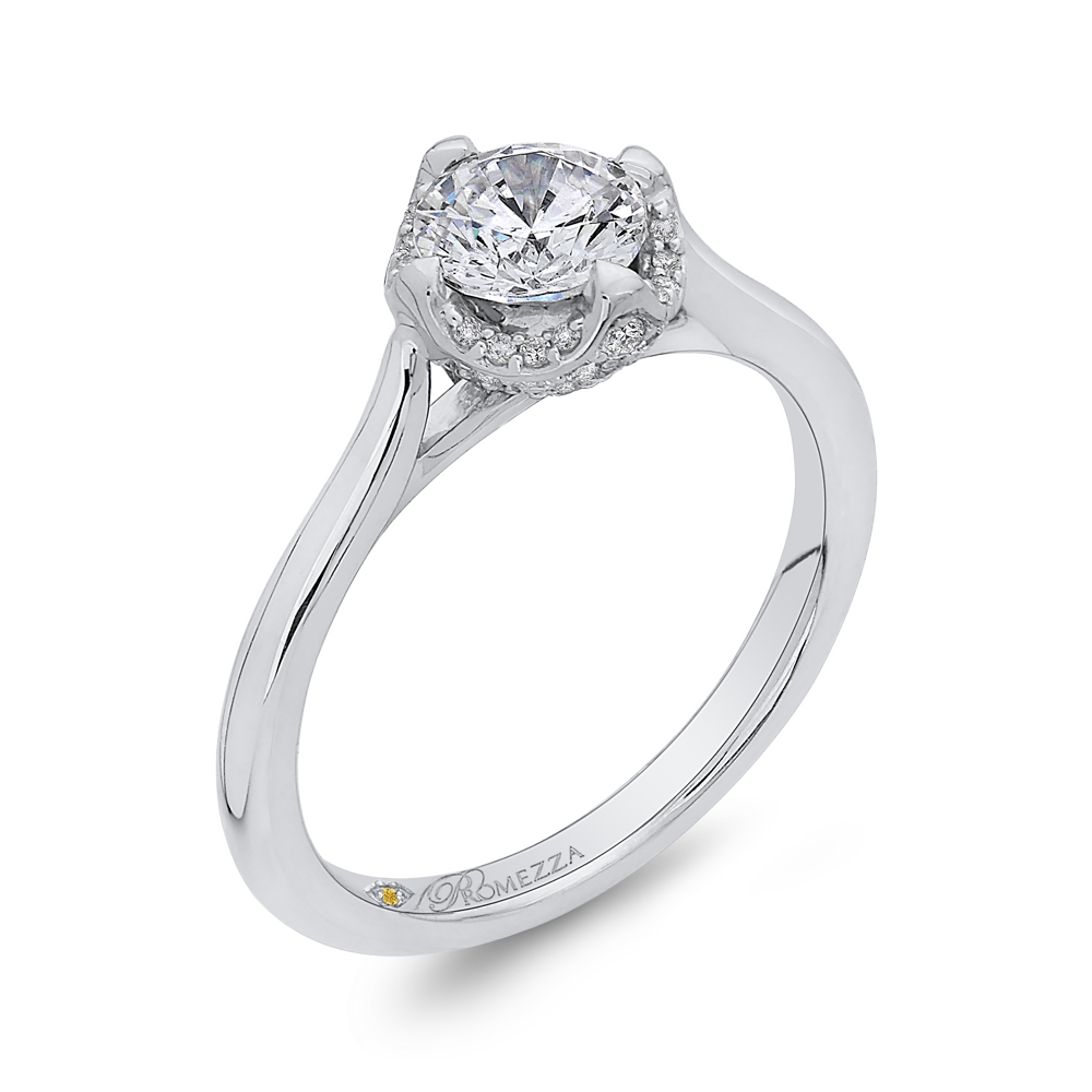 14K White Gold Round Cut Diamond Engagement Ring