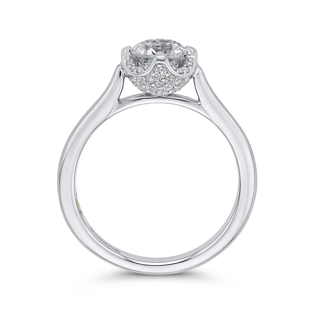 14K White Gold Round Cut Diamond Engagement Ring