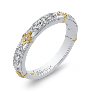 14K Two Tone Gold Round Diamond Wedding Band