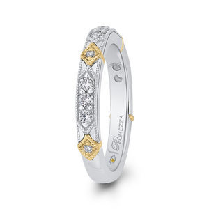 14K Two Tone Gold Round Diamond Wedding Band