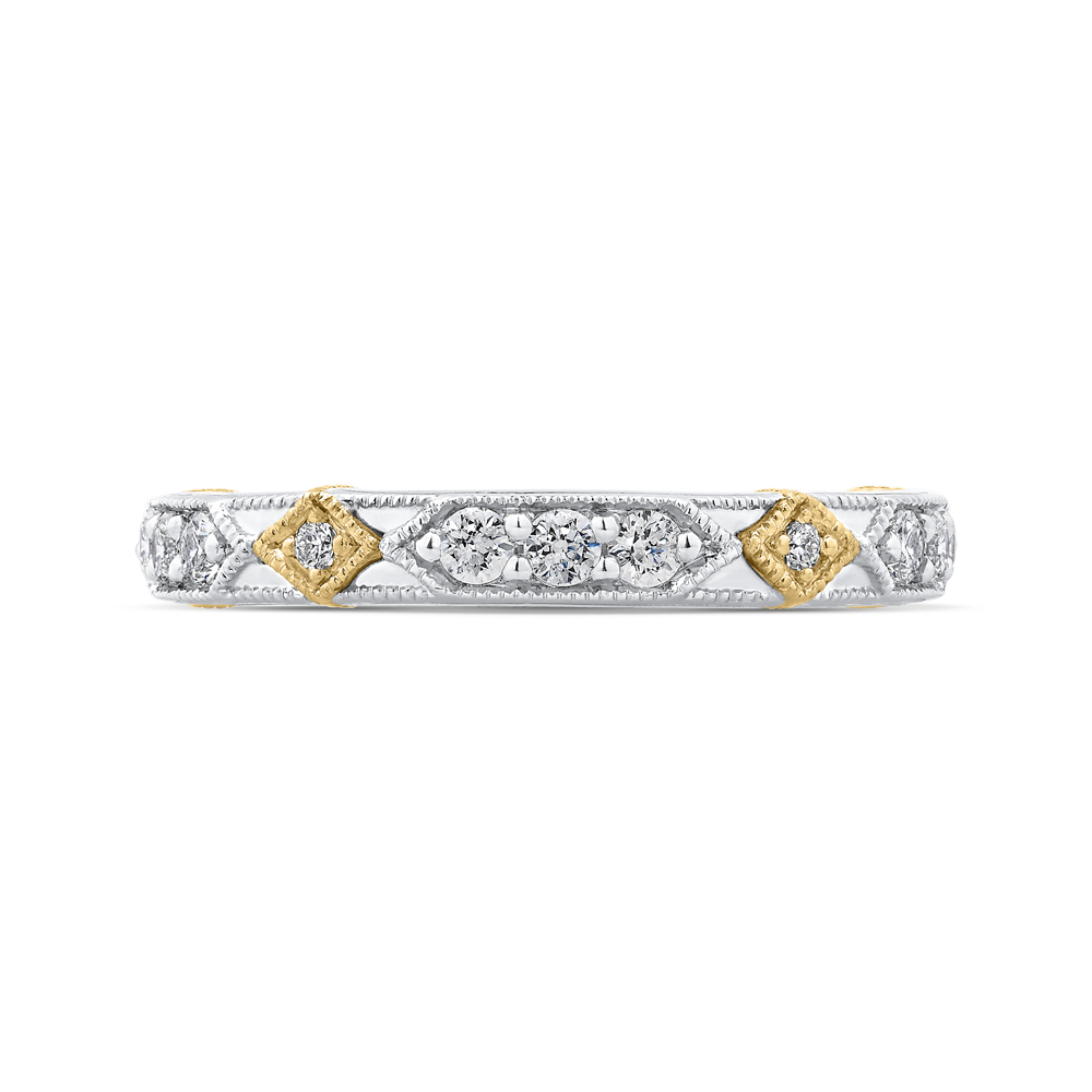 PR0202B-44WY-.50 Bridal Jewelry Carizza White Gold Rose Gold Yellow Gold Round Diamond Wedding Bands