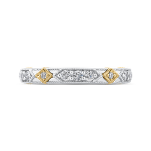 PR0202B-44WY-.50 Bridal Jewelry Carizza White Gold Rose Gold Yellow Gold Round Diamond Wedding Bands