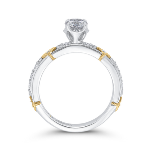 Round Cut Diamond Engagement Ring In 14K Two Tone Gold