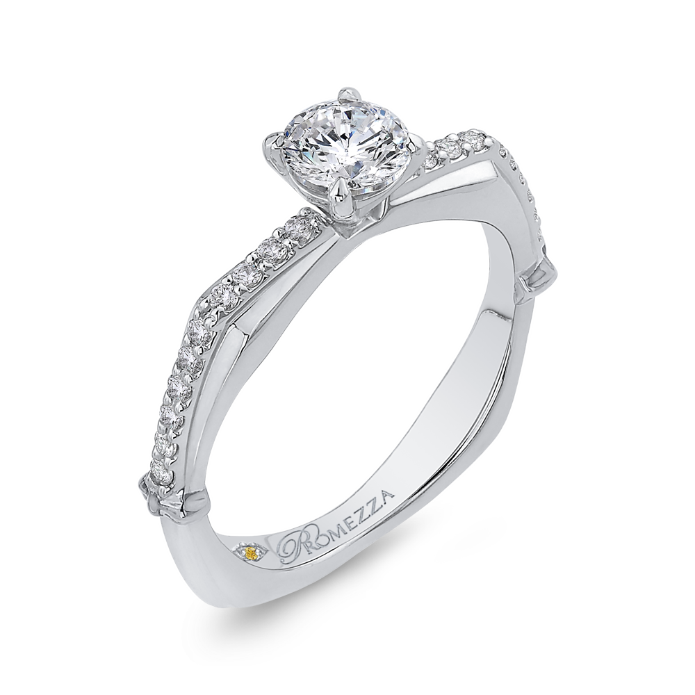 14K White Gold Round Cut Diamond Engagement Ring