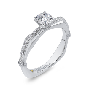 14K White Gold Round Cut Diamond Engagement Ring