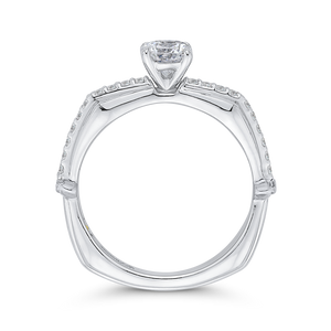 14K White Gold Round Cut Diamond Engagement Ring