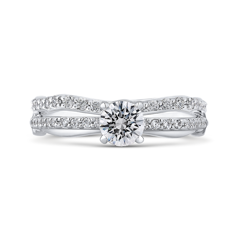 14K White Gold Round Cut Diamond Engagement Ring