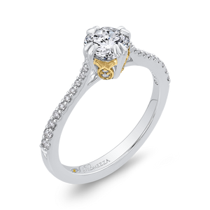 14K Two Tone Gold Round Cut Diamond Engagement Ring