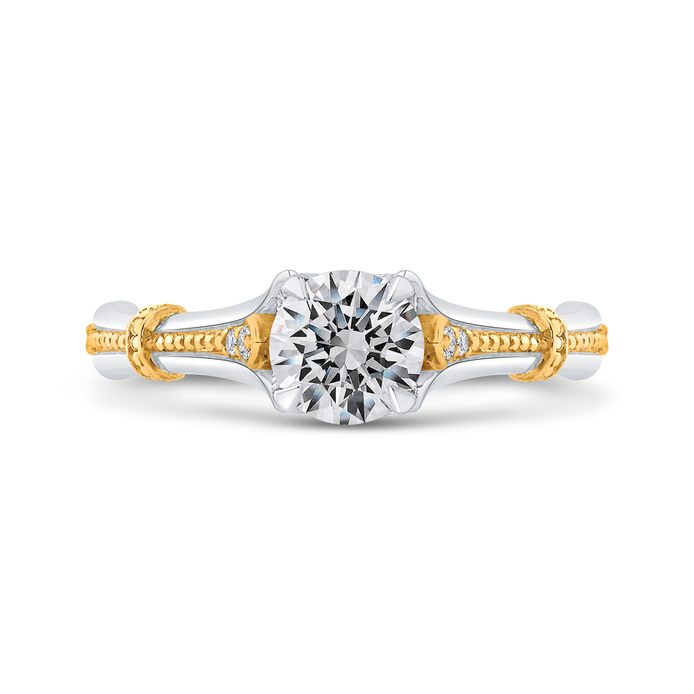 PR0206ECH-44WY-.75 Bridal Jewelry Carizza White Gold Rose Gold Yellow Gold Round Diamond Engagement Rings