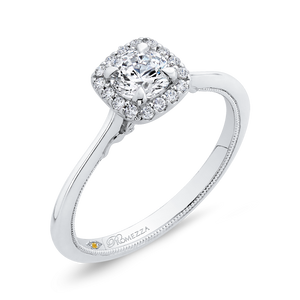 14K White Gold Round Diamond Halo Engagement Ring