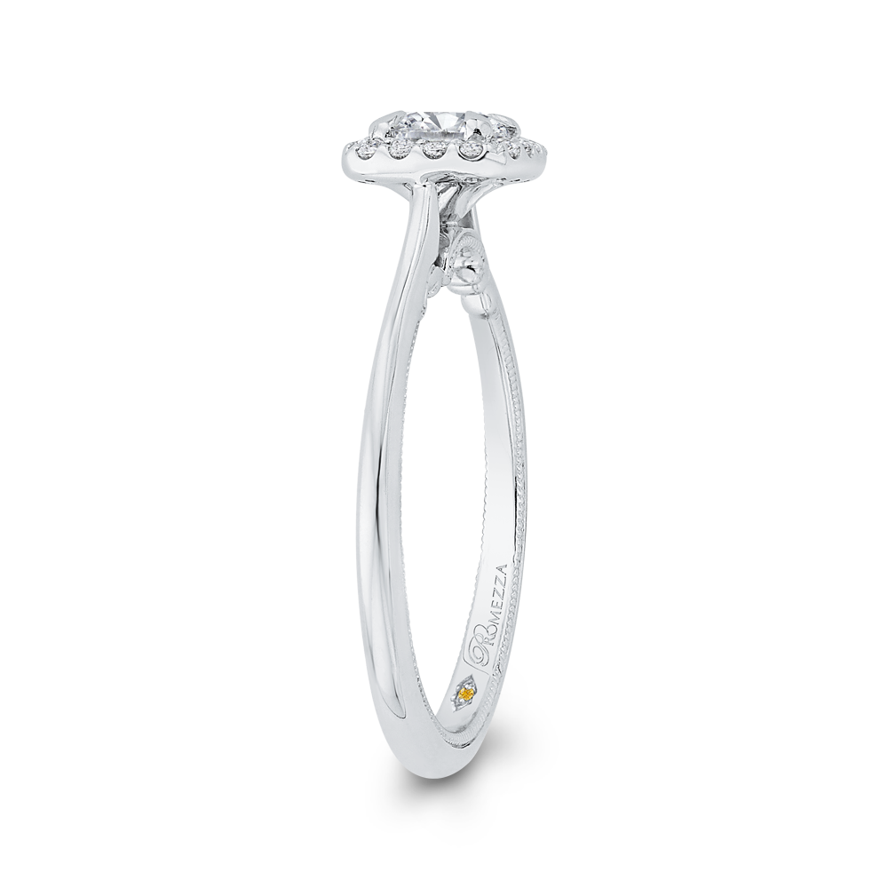 14K White Gold Round Diamond Halo Engagement Ring