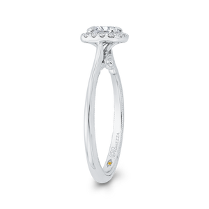 14K White Gold Round Diamond Halo Engagement Ring