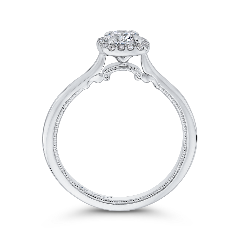 14K White Gold Round Diamond Halo Engagement Ring