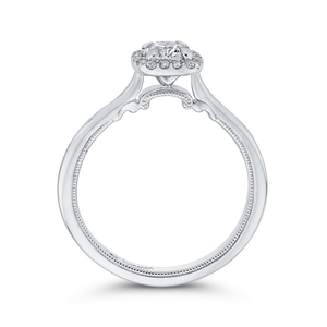 14K White Gold Round Diamond Halo Engagement Ring