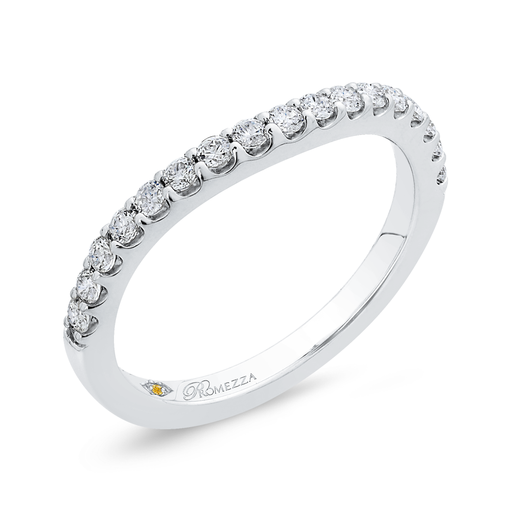 14K White Gold Round Diamond Half Eternity Wedding Band