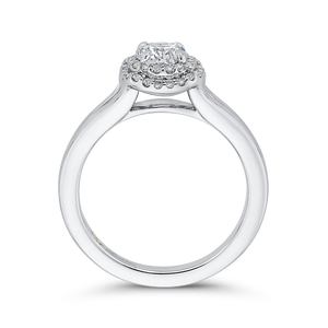 14K White Gold Round Diamond Double Halo with Spit Shank Engagement Ring