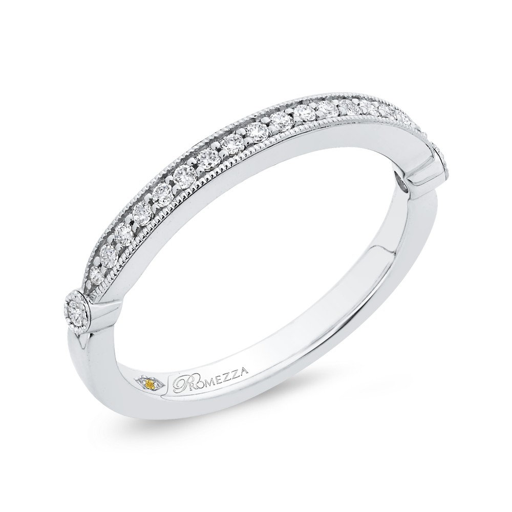 14K White Gold Round Diamond Half Eternity Wedding Band