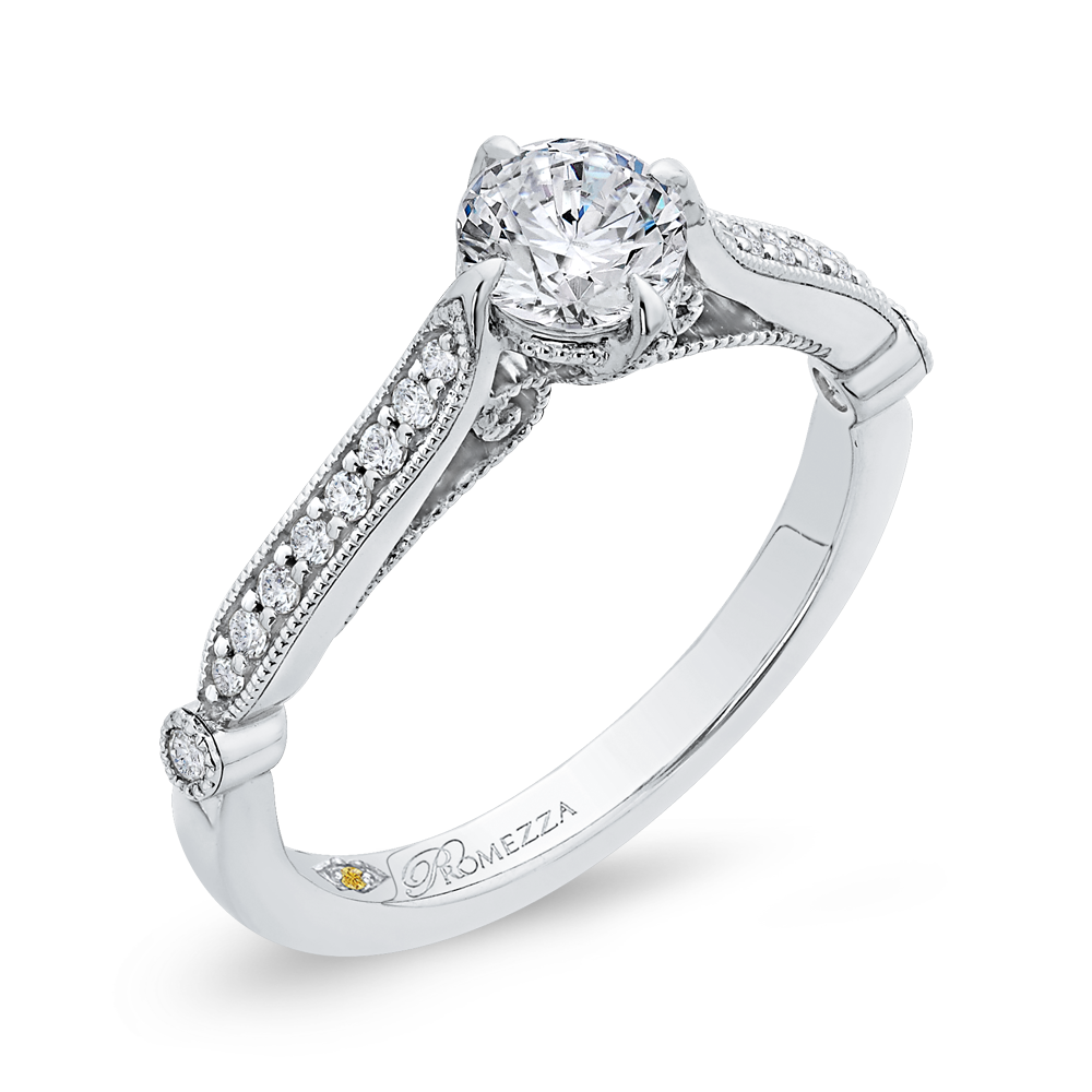 14K White Gold Round Diamond Engagement Ring