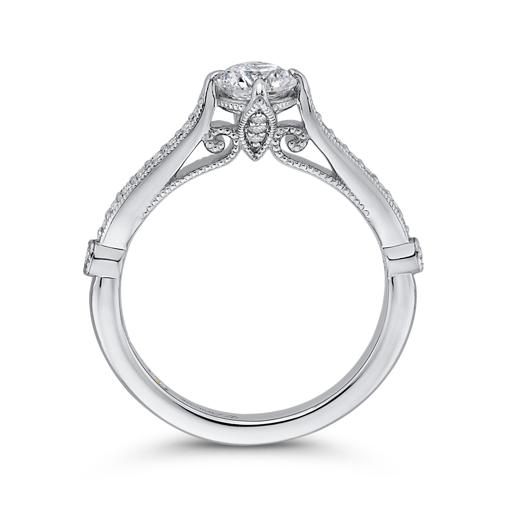 14K White Gold Round Diamond Engagement Ring