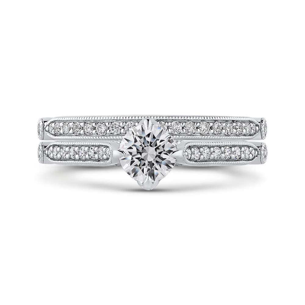 14K White Gold Round Diamond Engagement Ring