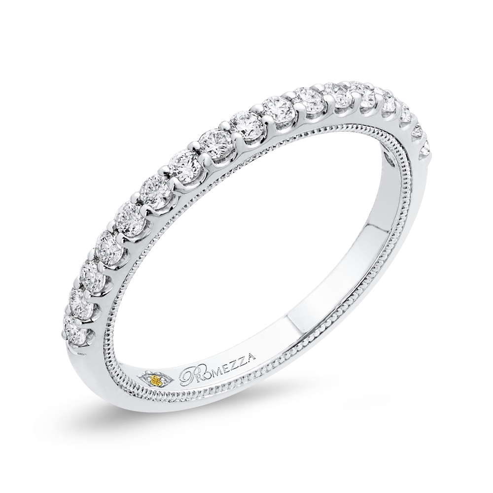 Round Diamond Half Eternity Wedding Band In 14K White Gold