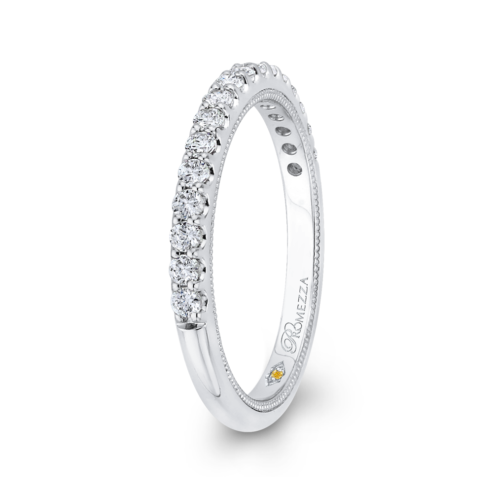 Round Diamond Half Eternity Wedding Band In 14K White Gold