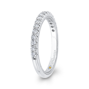 Round Diamond Half Eternity Wedding Band In 14K White Gold