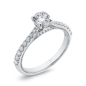 Round Cut Diamond Engagement Ring In 14K White Gold