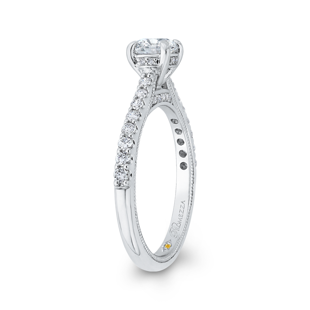 Round Cut Diamond Engagement Ring In 14K White Gold