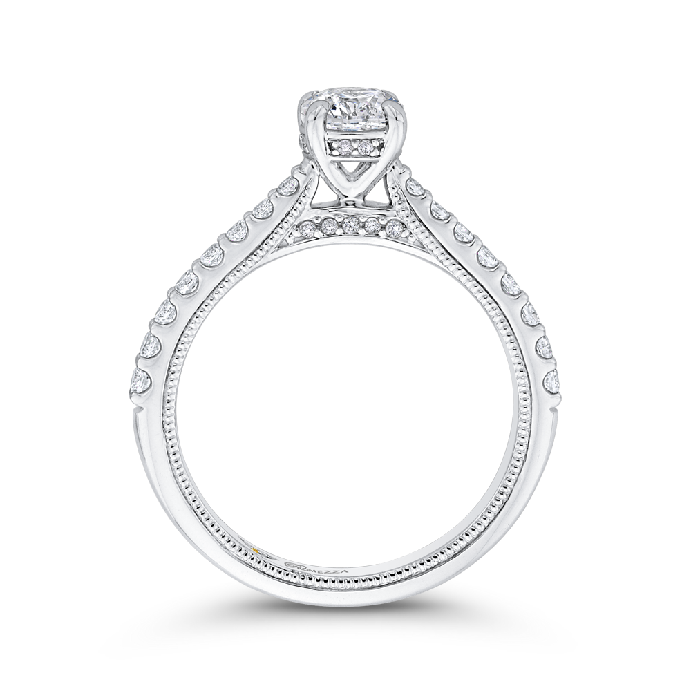 Round Cut Diamond Engagement Ring In 14K White Gold