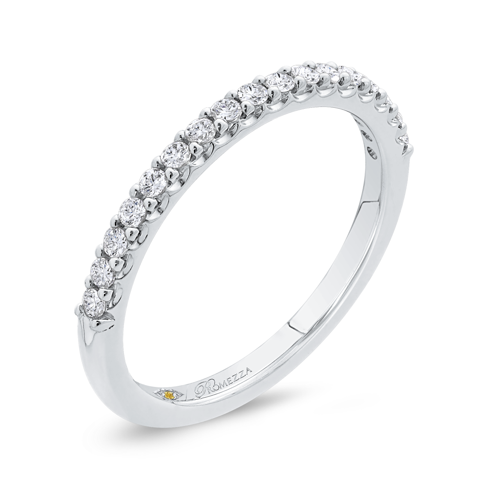 14K White Gold Round Diamond Half Eternity Wedding Band