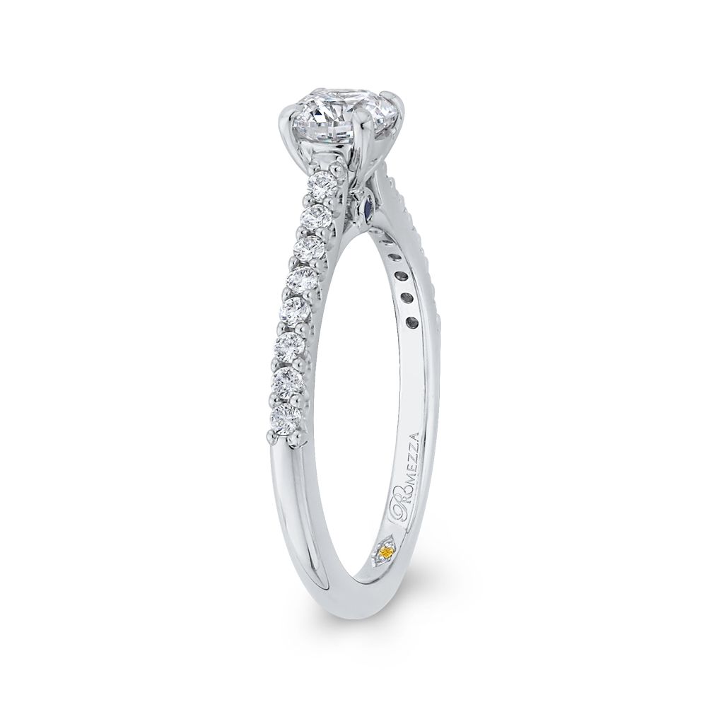 14K White Gold Round Diamond Cathedral Style Engagement Ring