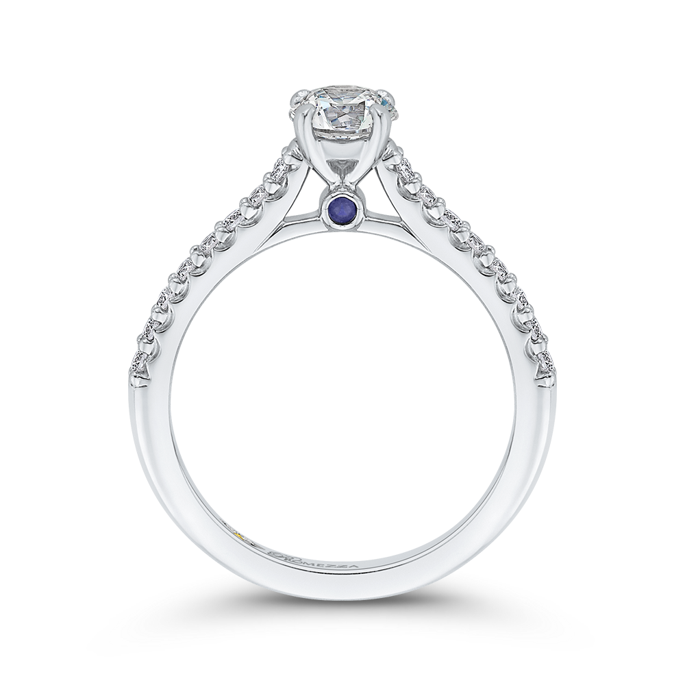 14K White Gold Round Diamond Cathedral Style Engagement Ring