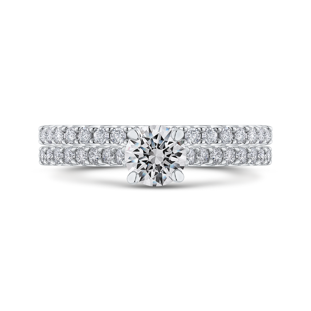 14K White Gold Round Diamond Cathedral Style Engagement Ring