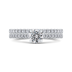 14K White Gold Round Diamond Cathedral Style Engagement Ring