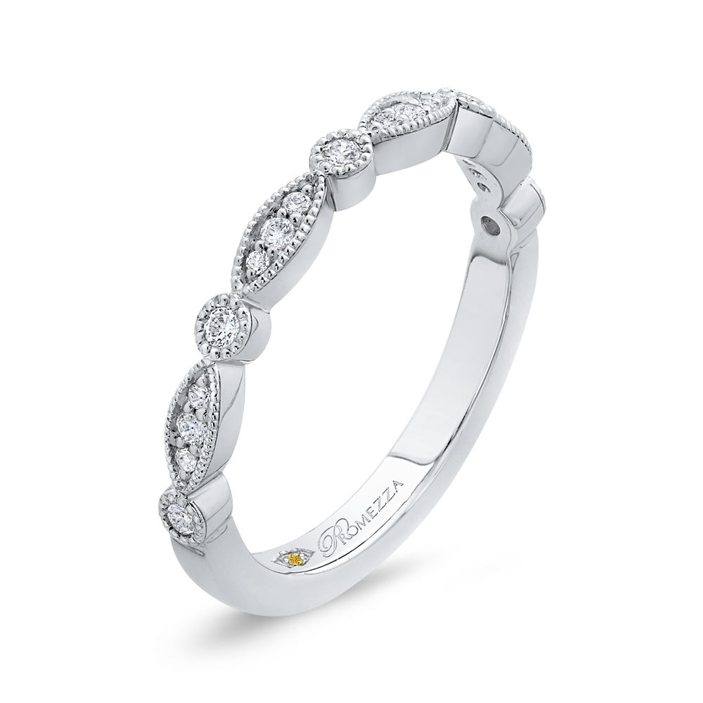 Round Diamond Half Eternity Wedding Band In 14K White Gold