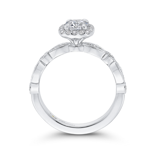 14K White Gold Round Diamond Halo Engagement Ring