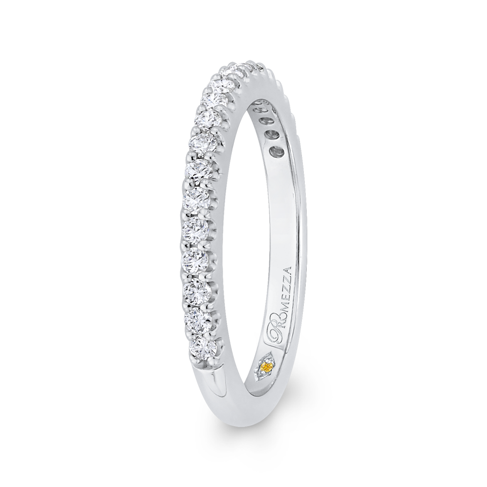 14K White Gold Round Diamond Half Eternity Wedding Band