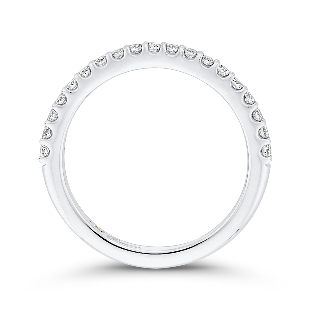 14K White Gold Round Diamond Half Eternity Wedding Band