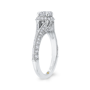 14K White Gold Round Cut Diamond Vintage Engagement Ring