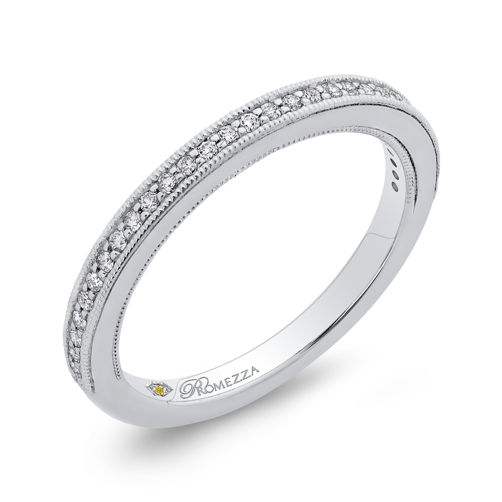 Round Diamond Half Eternity Wedding Band In 14K White Gold