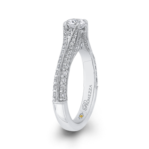 Round Cut Diamond Engagement Ring In 14K White Gold with Split Shank