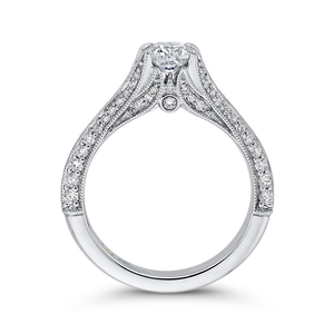 Round Cut Diamond Engagement Ring In 14K White Gold with Split Shank